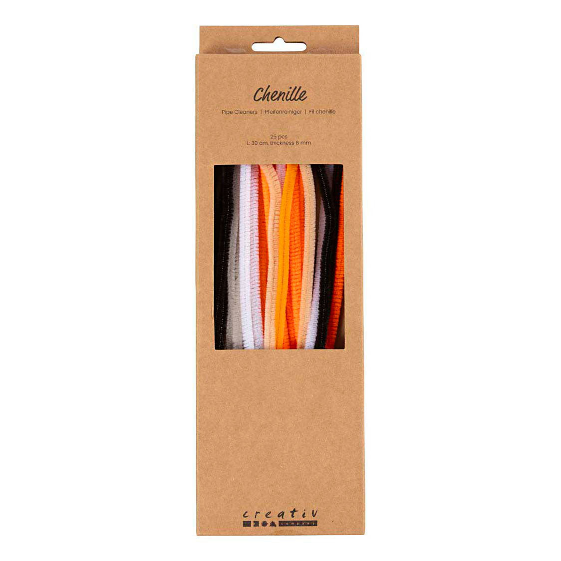 Creativ Company Chenille, L: 30 cm, Stärke 6 mm, Halloween-Farben, 25 div. 1 Box