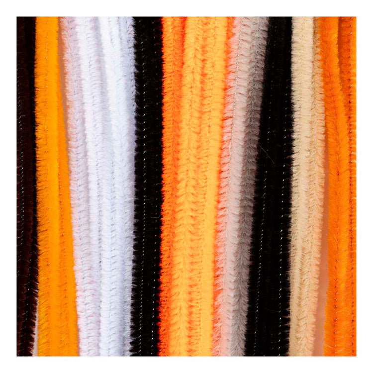 Creativ Company Chenille, L: 30 cm, Stärke 6 mm, Halloween-Farben, 25 div. 1 Box