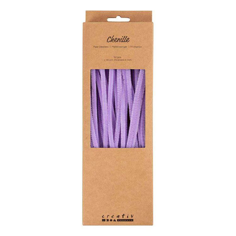 Creativ Company Chenille, L: 30 cm, Stärke 6 mm, lila, 50 Stück 1 Box