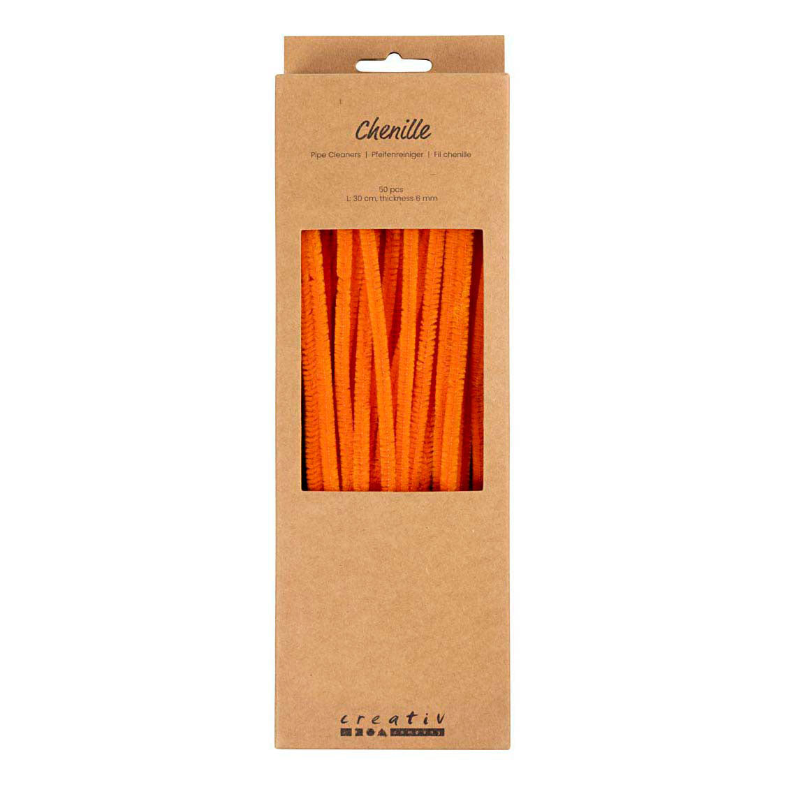Creativ Company Chenille, L: 30 cm, Stärke 6 mm, orange, 50 Stück 1 Box