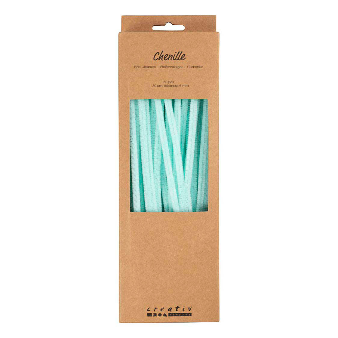 Creativ Company Chenille, L: 30 cm, Stärke 6 mm, helltürkis, 50 Stück 1 Box