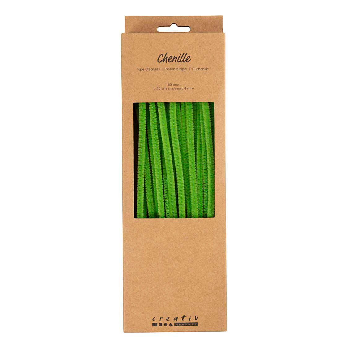 Creativ Company Chenille, L: 30 cm, Stärke 6 mm, lindgrün, 50 Stück 1 Box