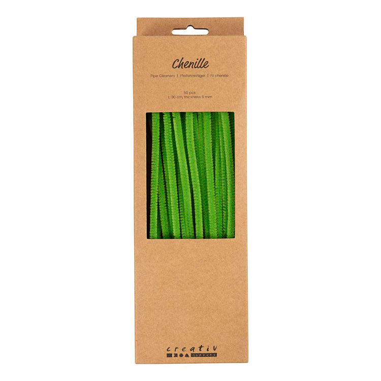 Creativ Company Chenille, L: 30 cm, Stärke 6 mm, lindgrün, 50 Stück 1 Box