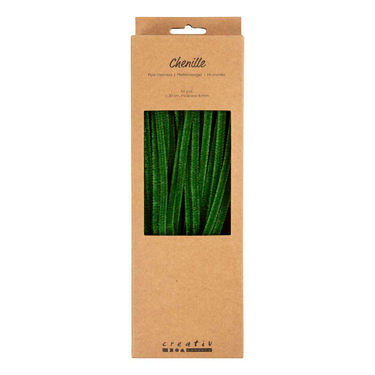Creativ Company Chenille, L: 30 cm, Stärke 6 mm, tannengrün, 50 Stück 1 Box