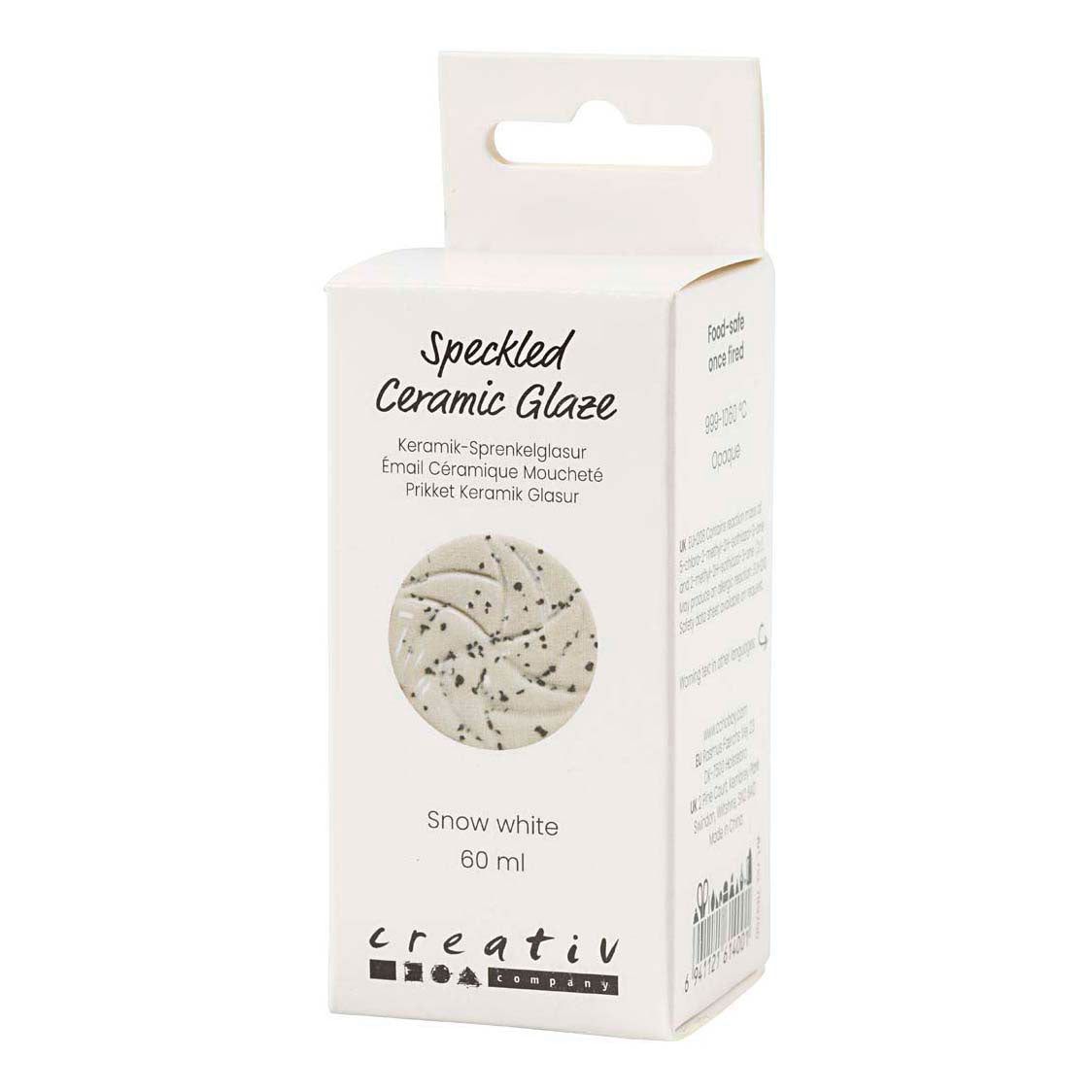 Creativ Company gesprenkelte Keramikglasur, 999-1060 °C, deckend, schneeweiß, 60 ml 1 Flasche