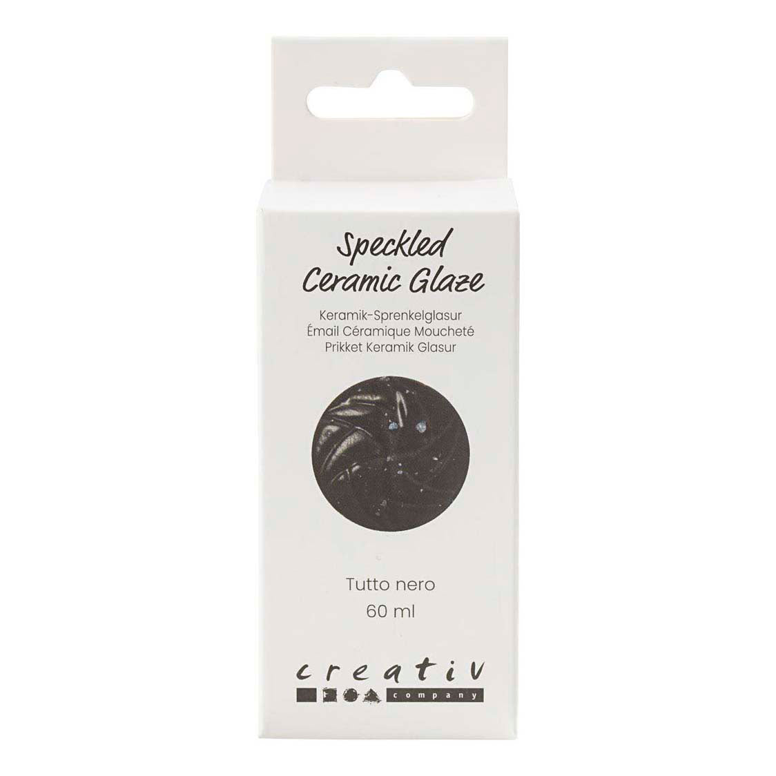 Creativ Company gesprenkelte Keramikglasur, 999-1060 °C, deckend, tutto nero, 60 ml 1 Flasche