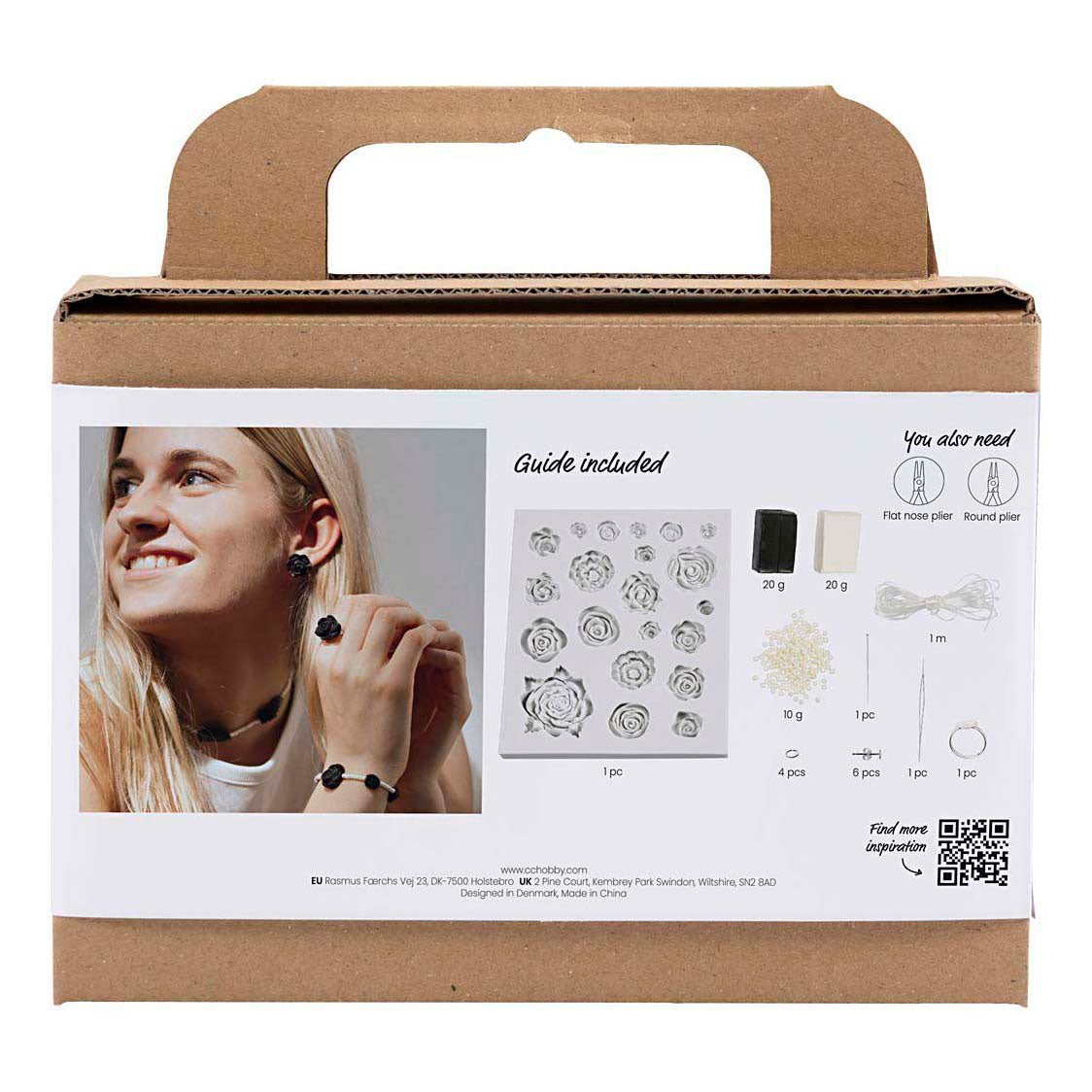 Creativ Company Mini-Hobby-Set Schmuck, Rosen, Schwarz, Schwarz-Weiß, Weiß, 1 Box