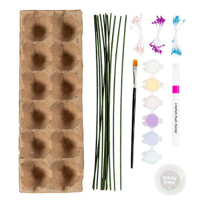 Creativ Company Hobby-Set Blumen aus Eierkartons, Pastellfarben, 1 Box