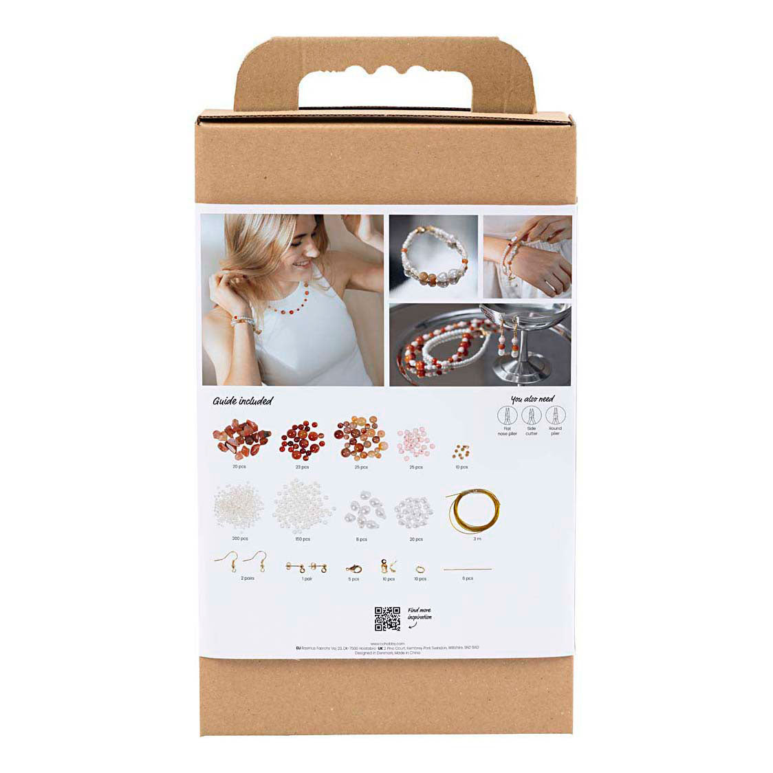 Creativ Company Hobby-Set Schmuck, Beige, gebranntes Orange, weißes Perlmutt, 1 Box