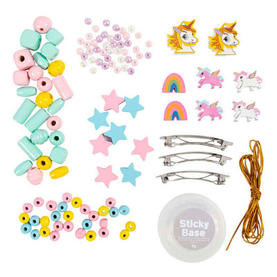 Creativ Company Mini-Hobby-Set Schmuck, Halskette, Armbänder, Ohrringe, Hellblau, Hellrot, Gelb, 1 Box