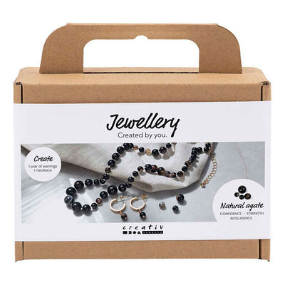 Creativ Company Mini-Hobby-Set Schmuck, Halskette und Ohrringe, schwarz, weiß, 1 Box