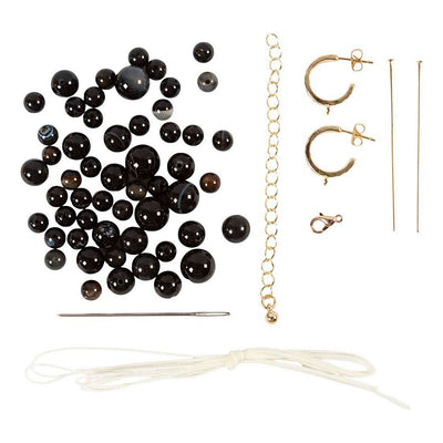 Creativ Company Mini-Hobby-Set Schmuck, Halskette und Ohrringe, schwarz, weiß, 1 Box