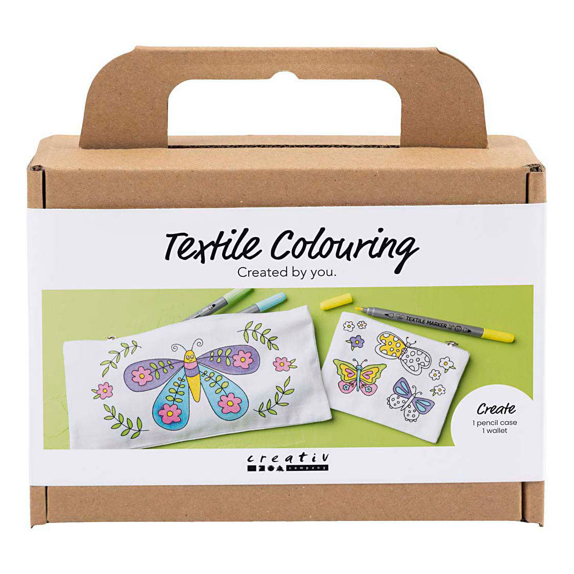 Creativ Company Mini-Hobby-Set Textildekoration, Schmetterlinge, Pastellfarben, 1 Box