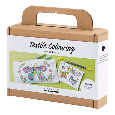 Creativ Company Mini-Hobby-Set Textildekoration, Schmetterlinge, Pastellfarben, 1 Box