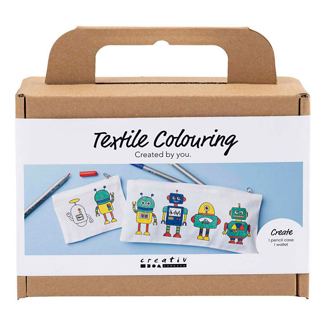 Creativ Company Mini-Hobbyset Textildekoration, Roboter, Grundfarben, 1 Box