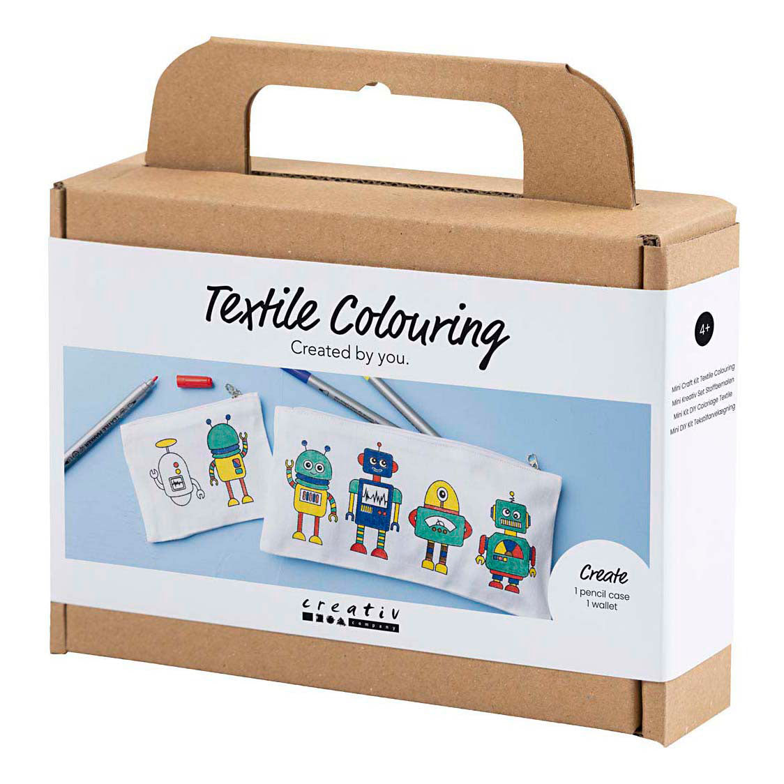 Creativ Company Mini-Hobbyset Textildekoration, Roboter, Grundfarben, 1 Box