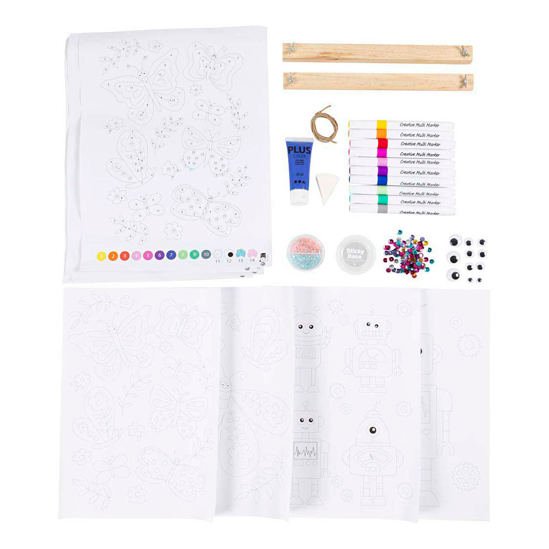 Creativ Company Hobby-Set Farben, Schmetterling und Roboter, fröhliche Farben, 1 Box