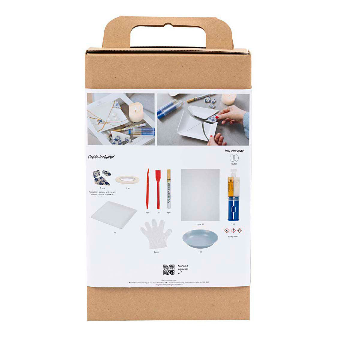 Creativ Company Hobby-Set Kintsugi, Schüssel, Blau, Gold, Weiß, 1 Box