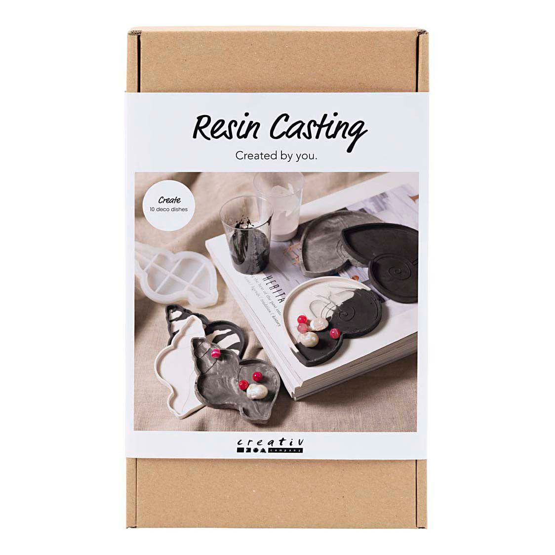 Creativ Company Harzguss-Hobby-Set, Muschelschale, schwarz, weiß, 1 Box