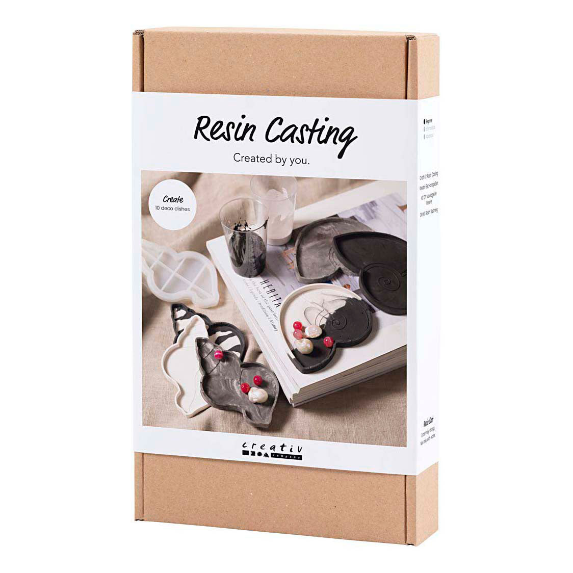 Creativ Company Harzguss-Hobby-Set, Muschelschale, schwarz, weiß, 1 Box