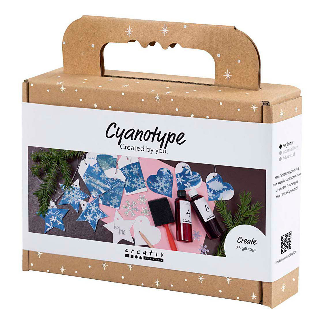 Creativ Company Mini-Hobby-Set Cyanotypie, Geschenkanhänger, Blau, Silber, 1 Box