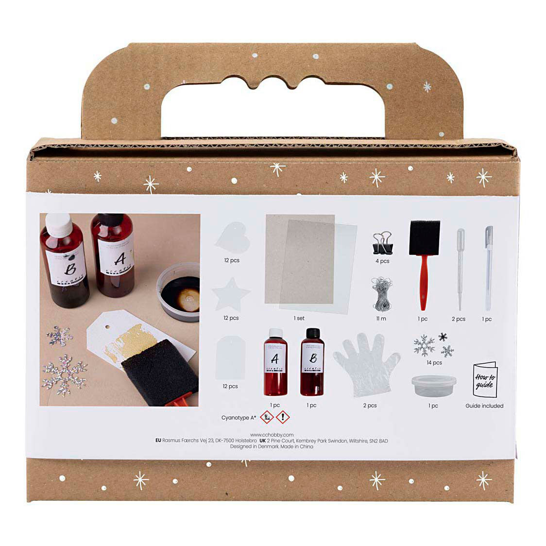 Creativ Company Mini-Hobby-Set Cyanotypie, Geschenkanhänger, Blau, Silber, 1 Box