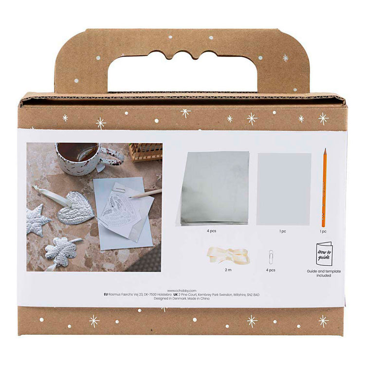 Creativ Company Mini-Hobby-Set Dekoration, Weihnachtsdekoration, silbernes Metall, 1 Box