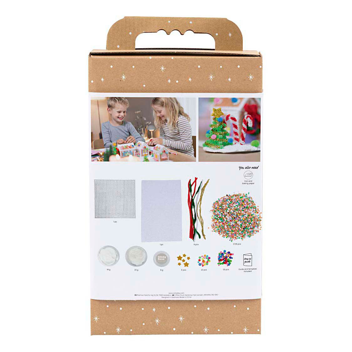 Creativ Company Hobby-Set Bügelperlen, Weihnachtshaus, verschiedene Farben, 1 Box
