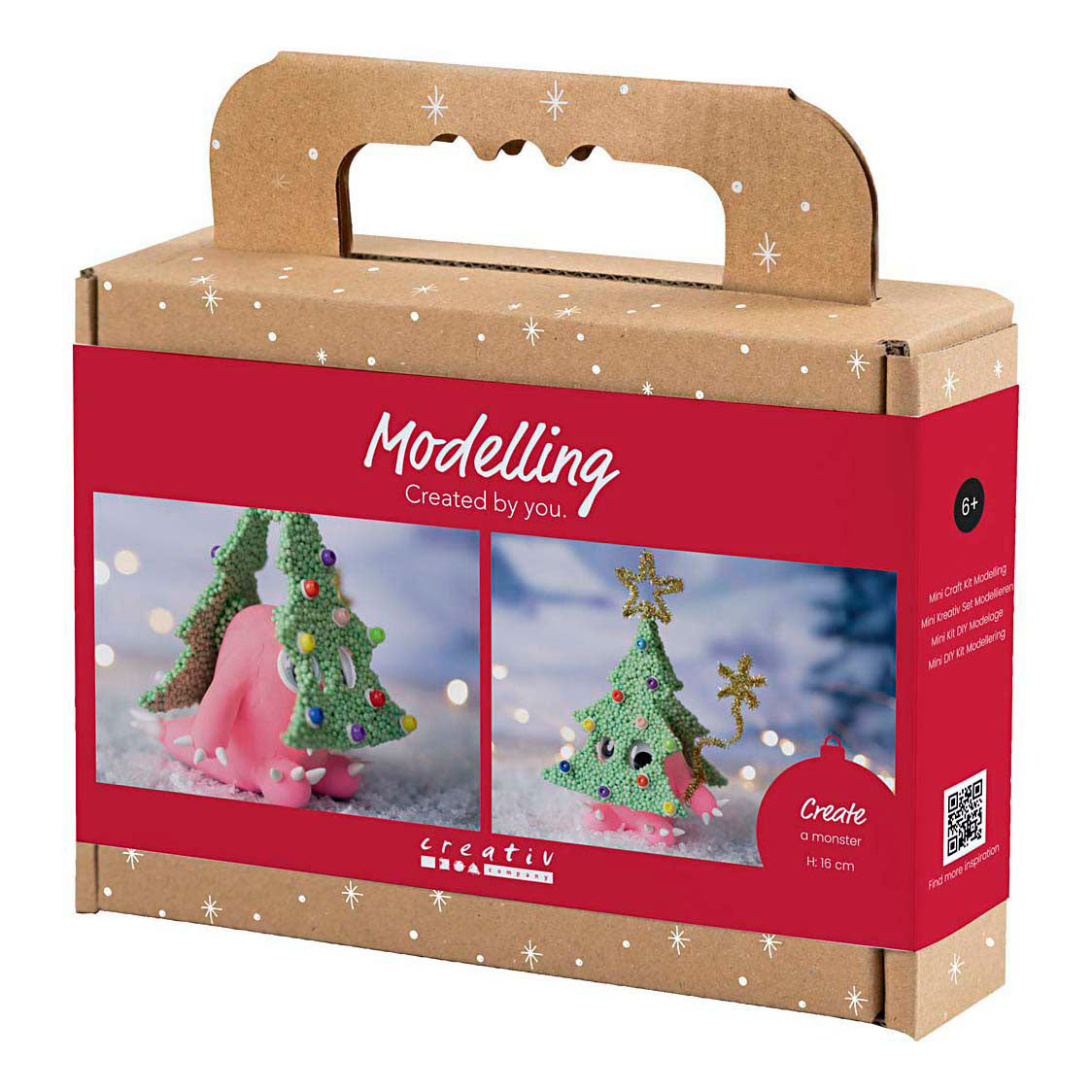 Creativ Company Mini-Hobby-Set Bildhauerei, Weihnachtsbaummonster, verschiedene Farben, 1 Box