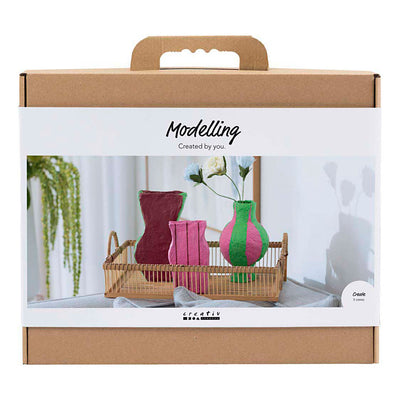 Creativ Company Maxi-Modellbau-Hobby-Set, Pappmaché-Vasen, verschiedene Farben, 1 Box