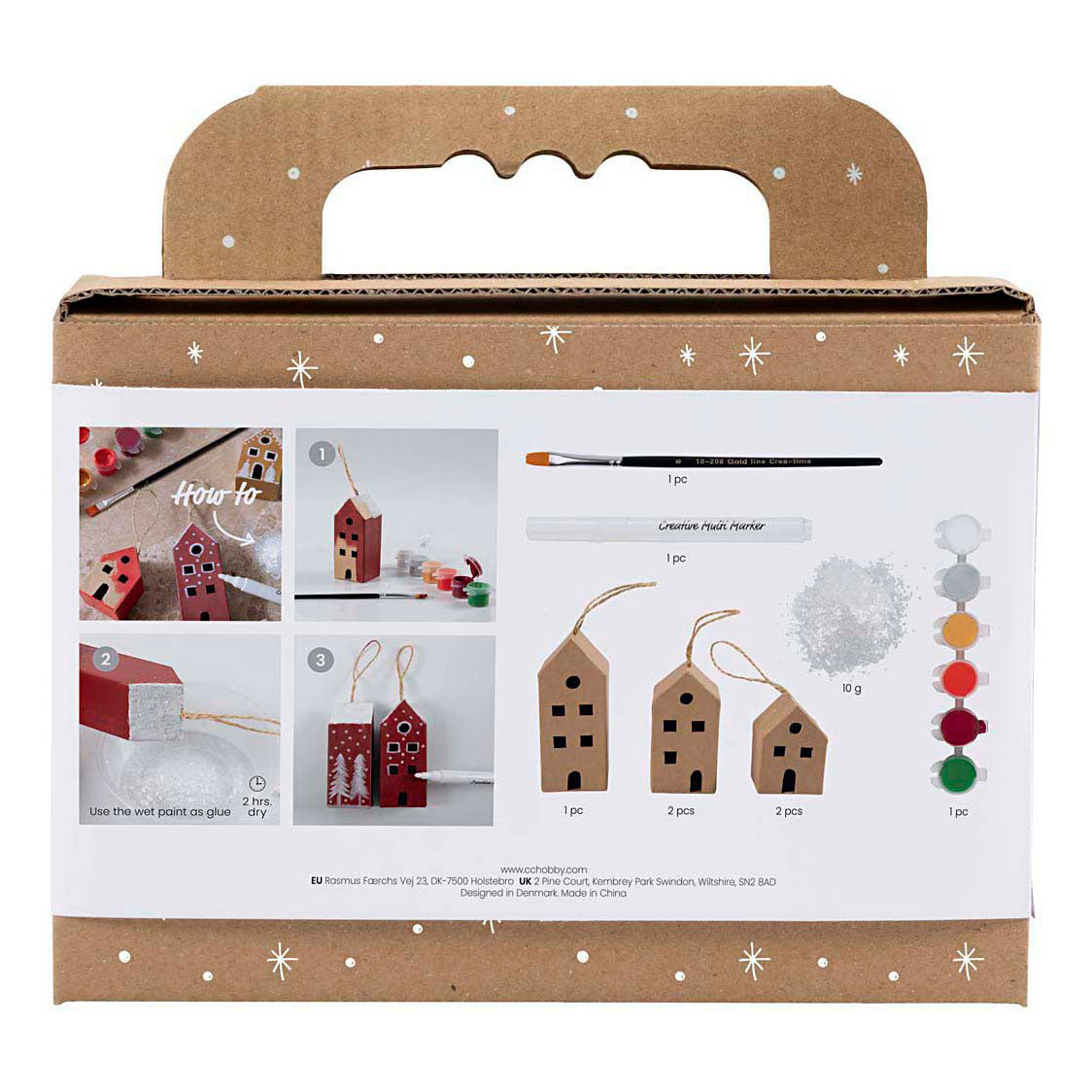 Creativ Company Mini-Hobby-Set Dekoration, Häuser, Weihnachtsfarbe, 1 Box
