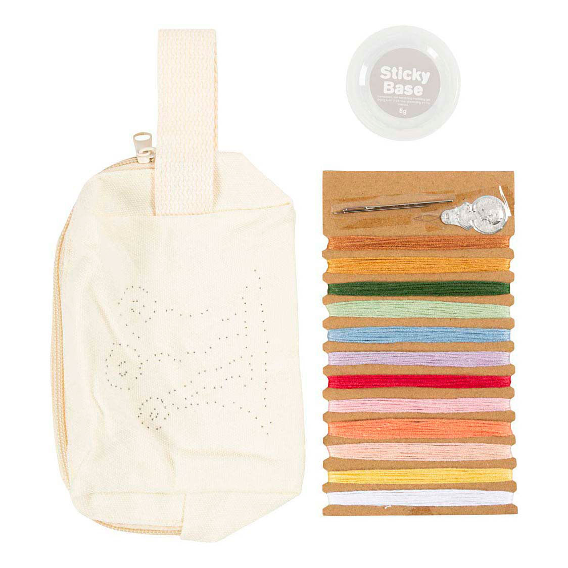 Creativ Company Mini-Hobby-Set Stickerei, Schminktasche, Creme, 1 Box