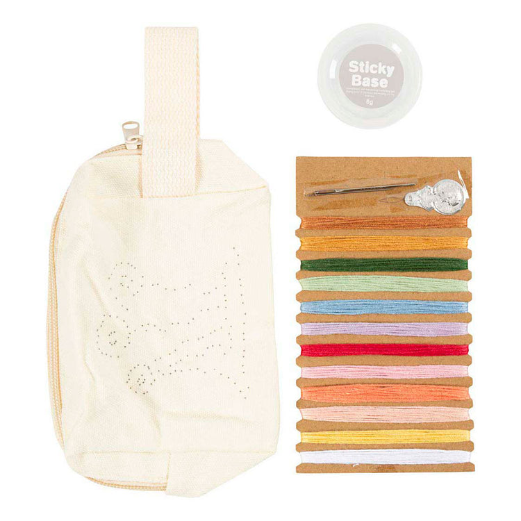 Creativ Company Mini-Hobby-Set Stickerei, Schminktasche, Creme, 1 Box
