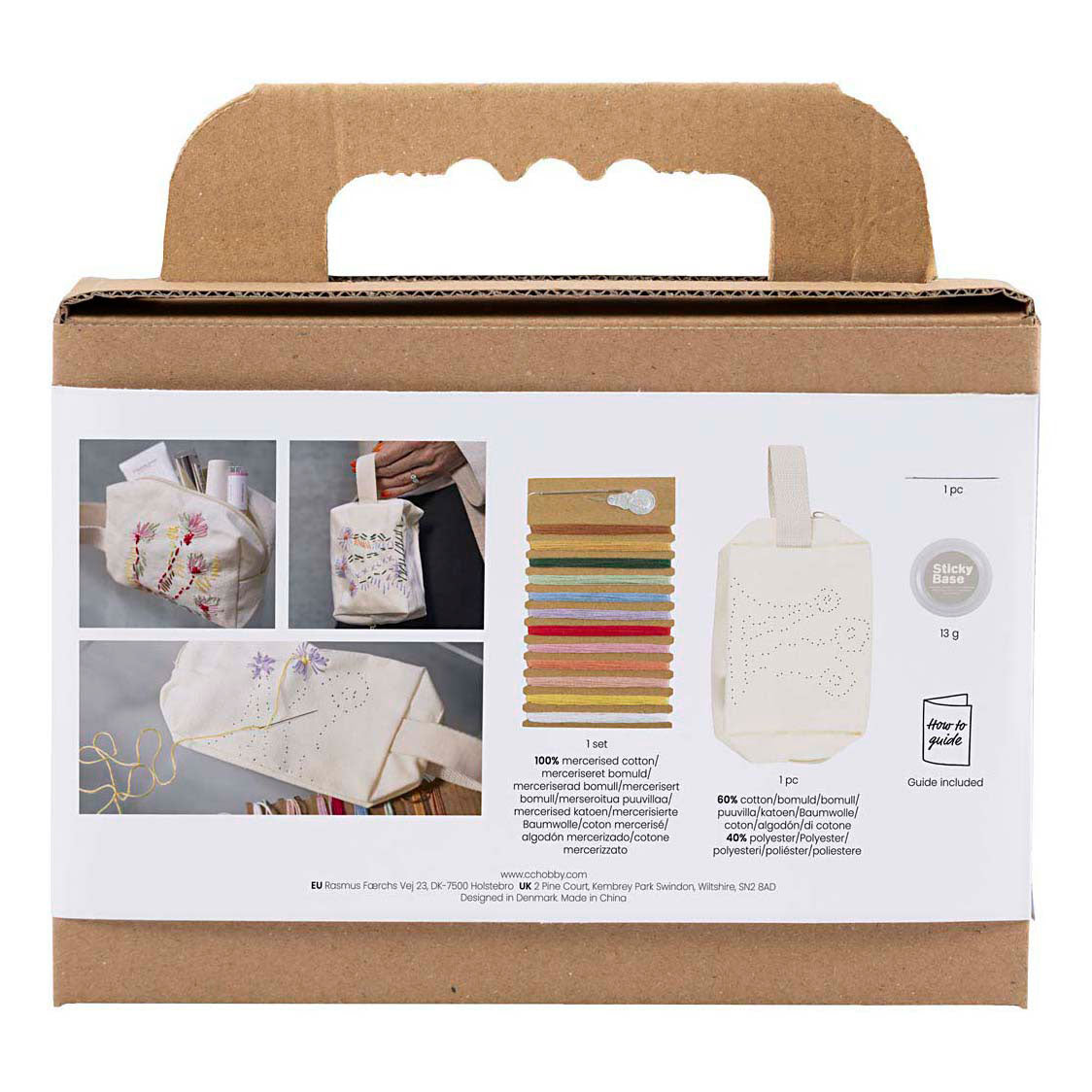 Creativ Company Mini-Hobby-Set Stickerei, Schminktasche, Creme, 1 Box