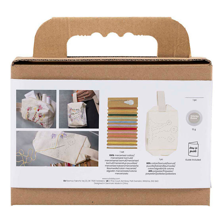 Creativ Company Mini-Hobby-Set Stickerei, Schminktasche, Creme, 1 Box