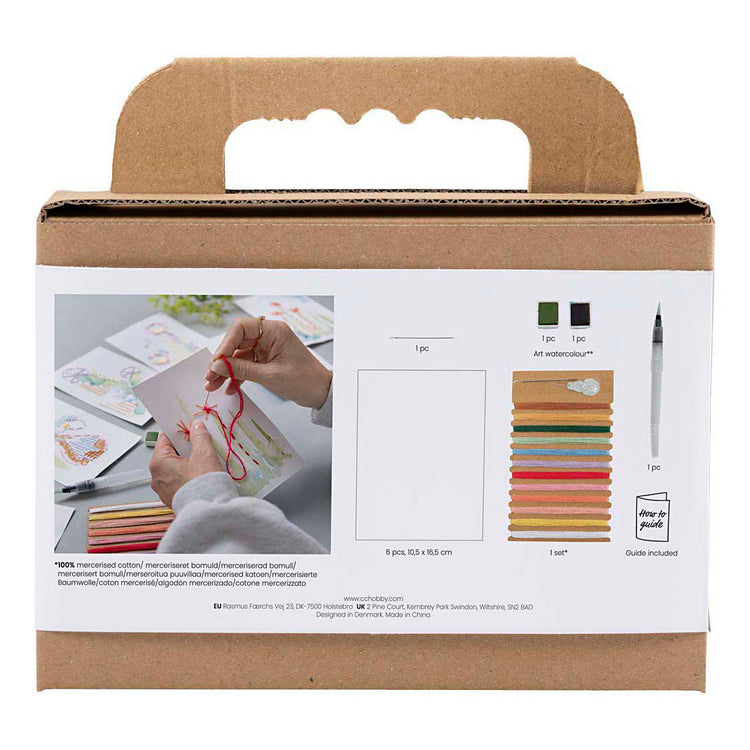 Creativ Company Mini-Hobby-Set Sticken, Gemälde mit Stickerei, verschiedene Farben, 1 Box