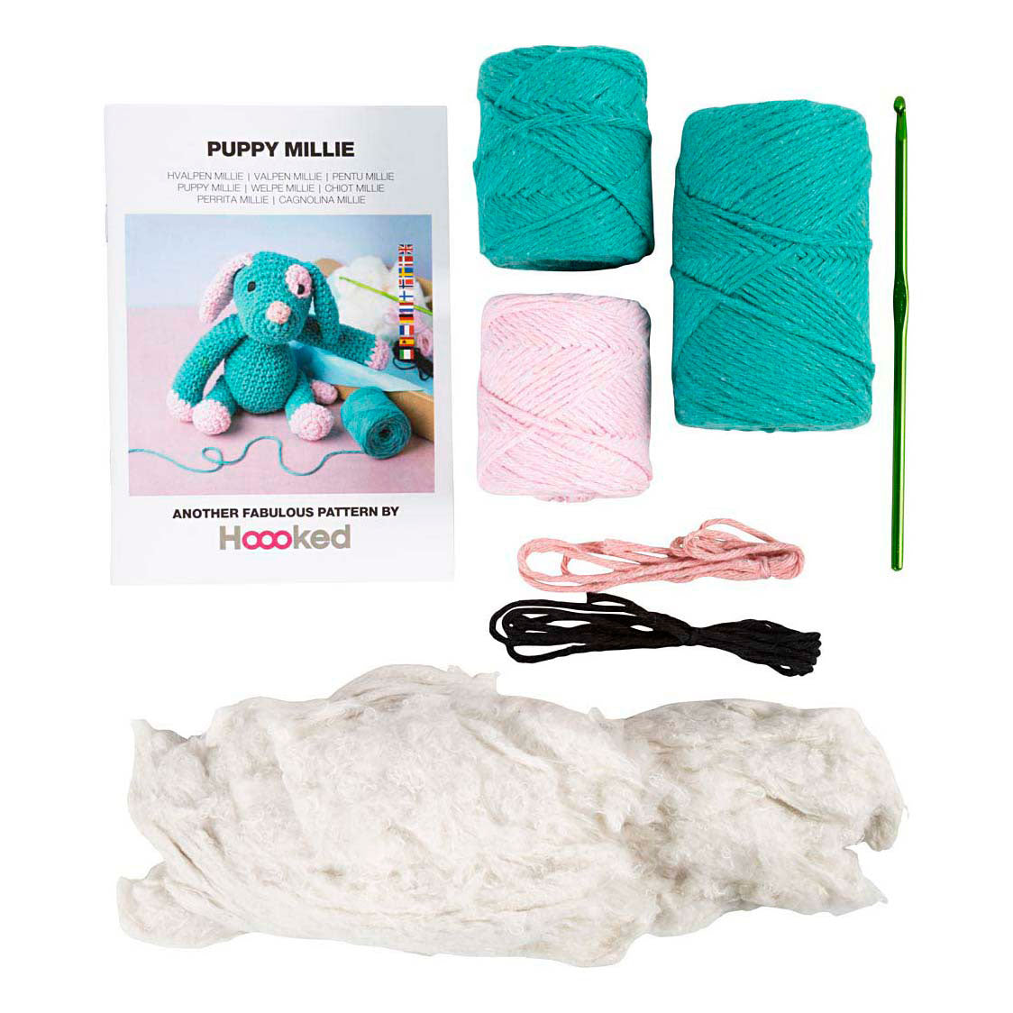 Creativ Company Hobby-Set Amigurumi, Welpe, Pastellrosa, Dunkeltürkis, 1 Box