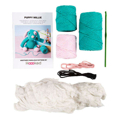 Creativ Company Hobby-Set Amigurumi, Welpe, Pastellrosa, Dunkeltürkis, 1 Box