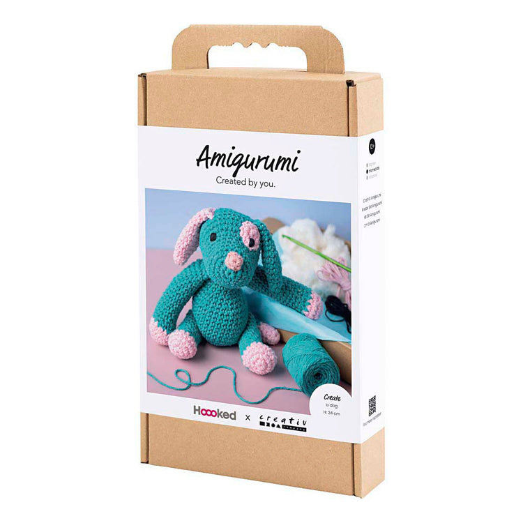 Creativ Company Hobby-Set Amigurumi, Welpe, Pastellrosa, Dunkeltürkis, 1 Box
