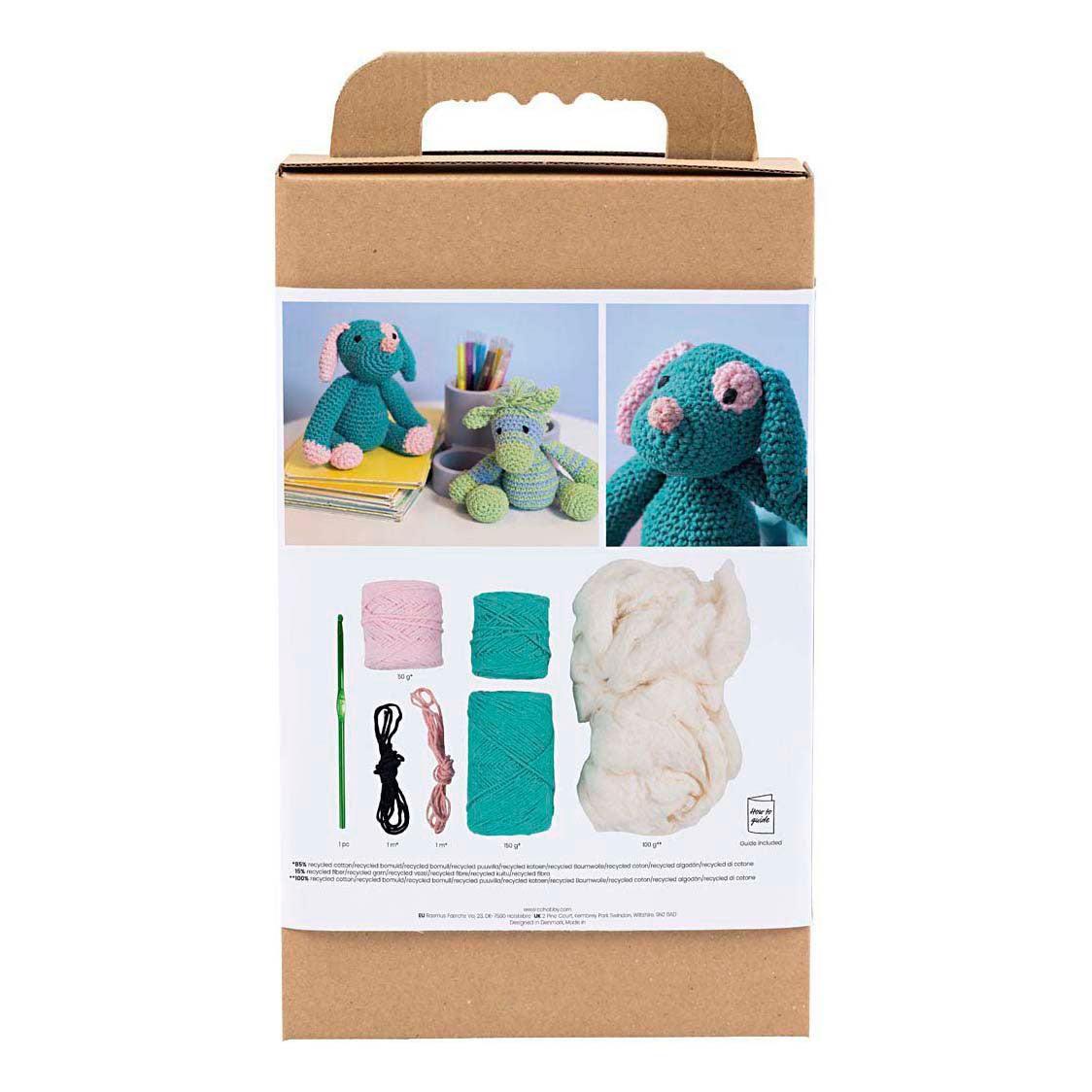 Creativ Company Hobby-Set Amigurumi, Welpe, Pastellrosa, Dunkeltürkis, 1 Box