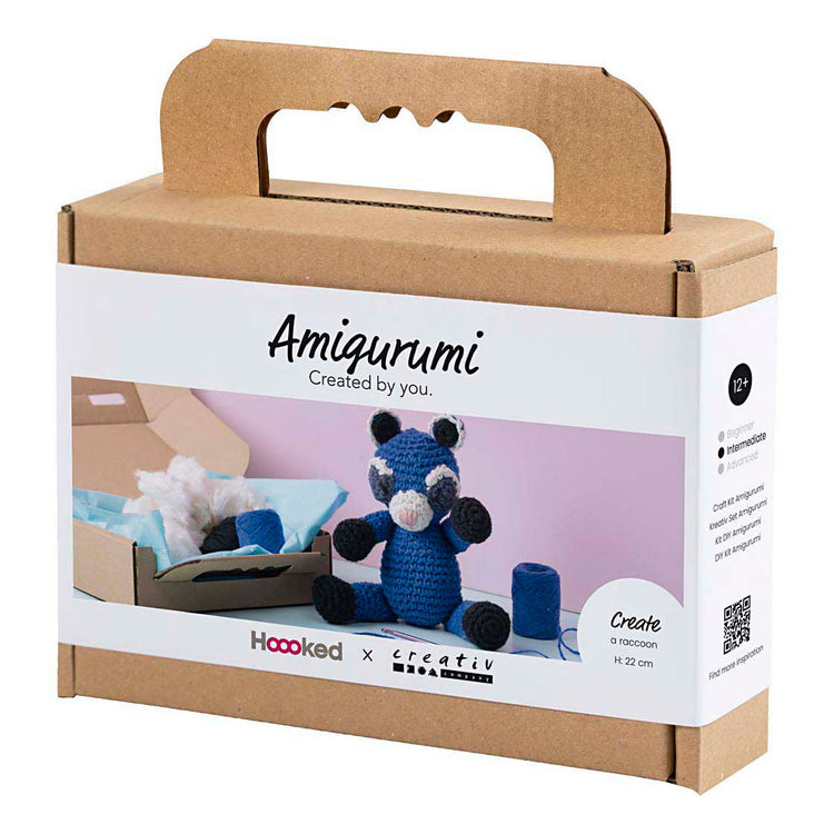 Creativ Company Hobby-Set Amigurumi, Waschbär, Schwarz, Blau, 1 Box