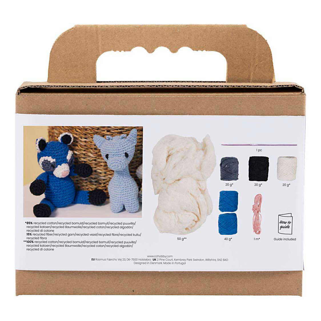 Creativ Company Hobby-Set Amigurumi, Waschbär, Schwarz, Blau, 1 Box