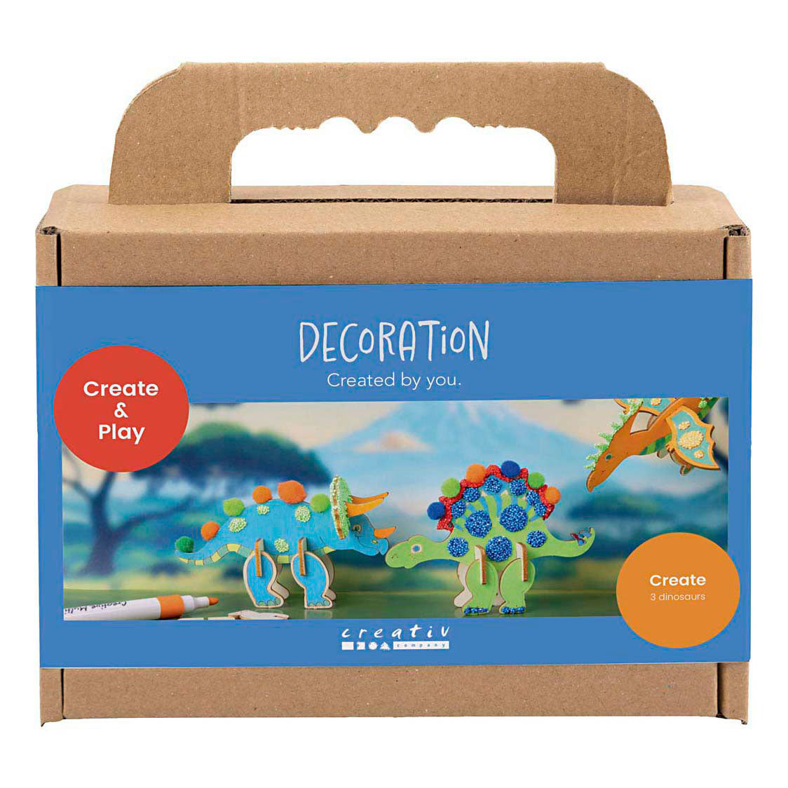 Creativ Company Mini-Hobby-Set Dekoration, Dinosaurier, Rot, Blau, Grün, Orange, 1 Box