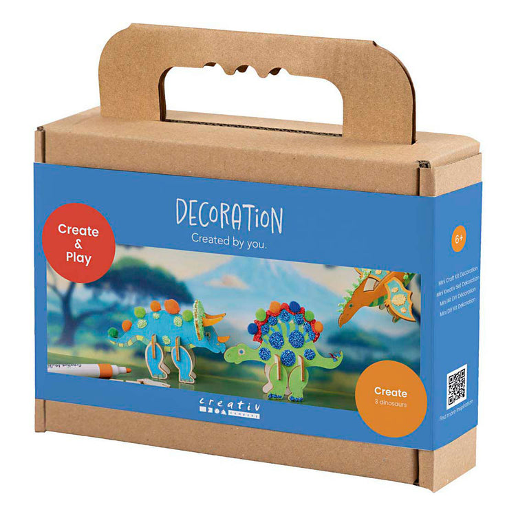 Creativ Company Mini-Hobby-Set Dekoration, Dinosaurier, Rot, Blau, Grün, Orange, 1 Box