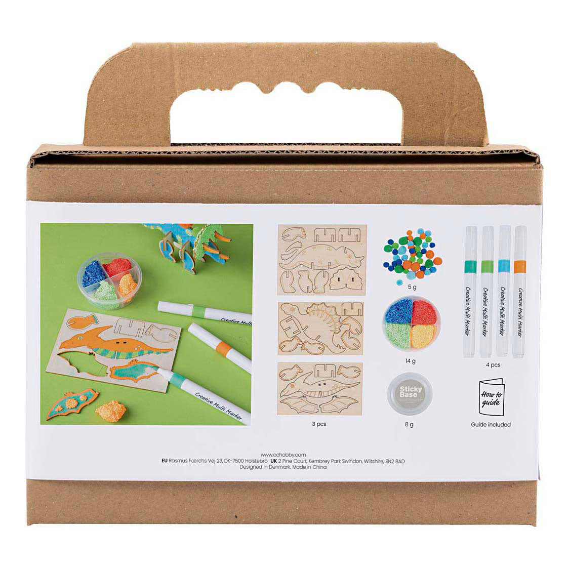 Creativ Company Mini-Hobby-Set Dekoration, Dinosaurier, Rot, Blau, Grün, Orange, 1 Box
