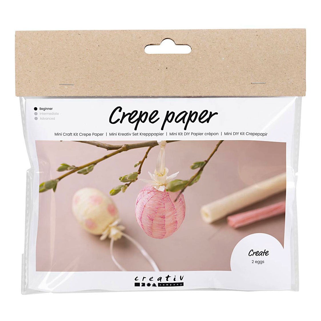 Creativ Company Mini-Hobby-Set Krepppapier, Eier, hellrosa, hellgelb, 1 Box
