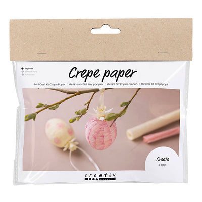 Creativ Company Mini-Hobby-Set Krepppapier, Eier, hellrosa, hellgelb, 1 Box