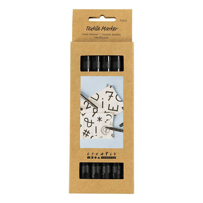 Creativ Company Textilmarker, Strichstärke 2,3 + 3,6 mm, schwarz, 6 Stück 1 Box