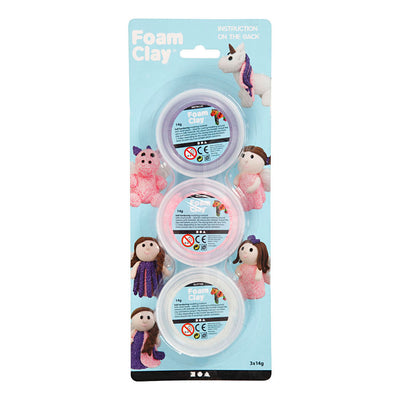 Foam Clay ®, Glitzer, Metallic, Rosa, Lila, Weiß, 3x14 gr 1 Box