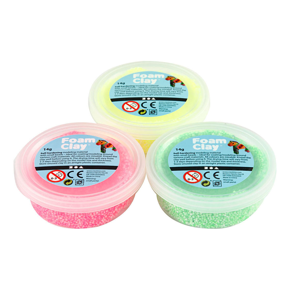 Foam Clay®, hellgrün, neonpink, neongelb, 3x14 gr 1 Box